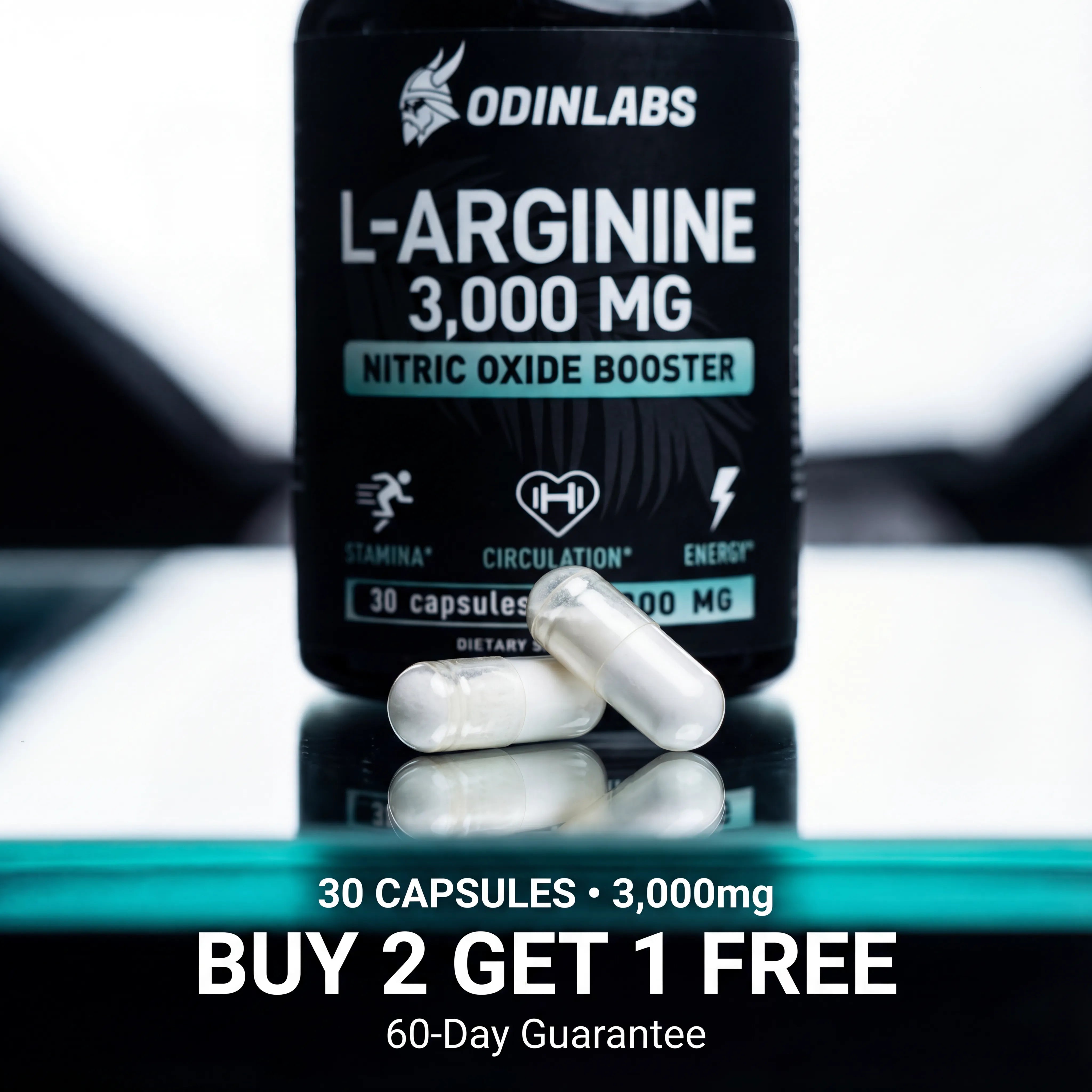 OdinLabs® | L-Arginine 3000mg Nitric Oxide Capsules